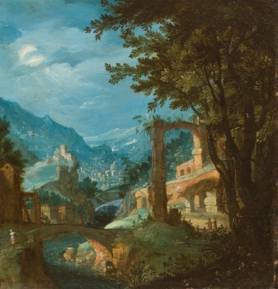 Landscape with Bridge by Gillis van Valckenborch